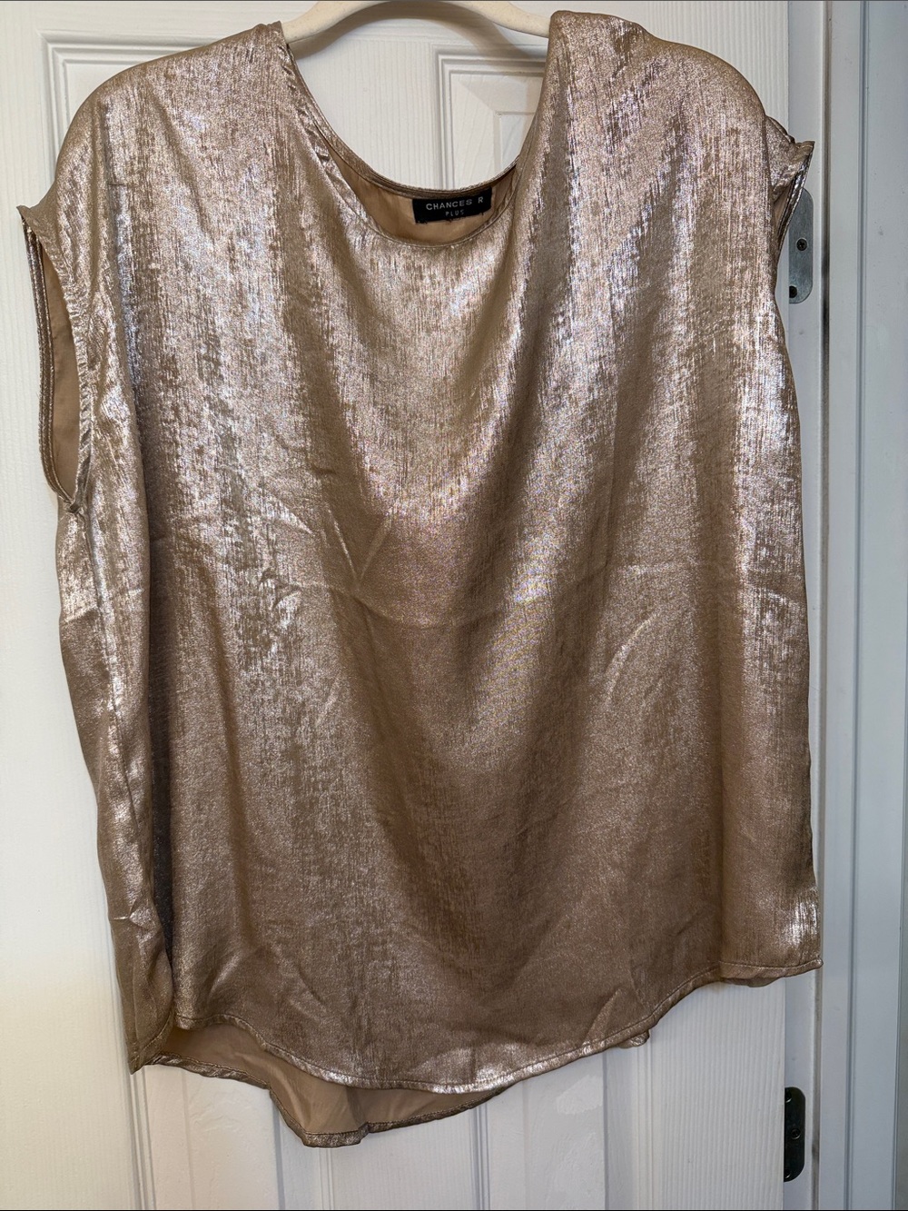 Metallic Gold Cap-Sleeve Women's Top